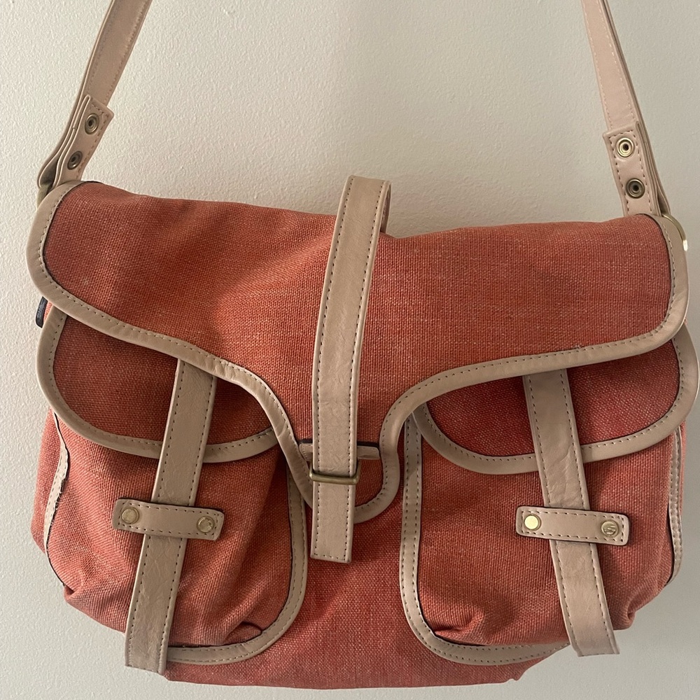 Mia Bossi Elegant Coral and Cream Interior Diaper Bag